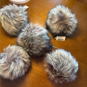 Buttercream  Mixed Gray, cream dk brown ,Faux Fur Pom Poms